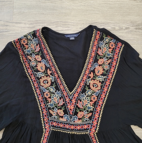 American Eagle Women Embroidered Boho Blouse Size Small - Picture 3 of 12